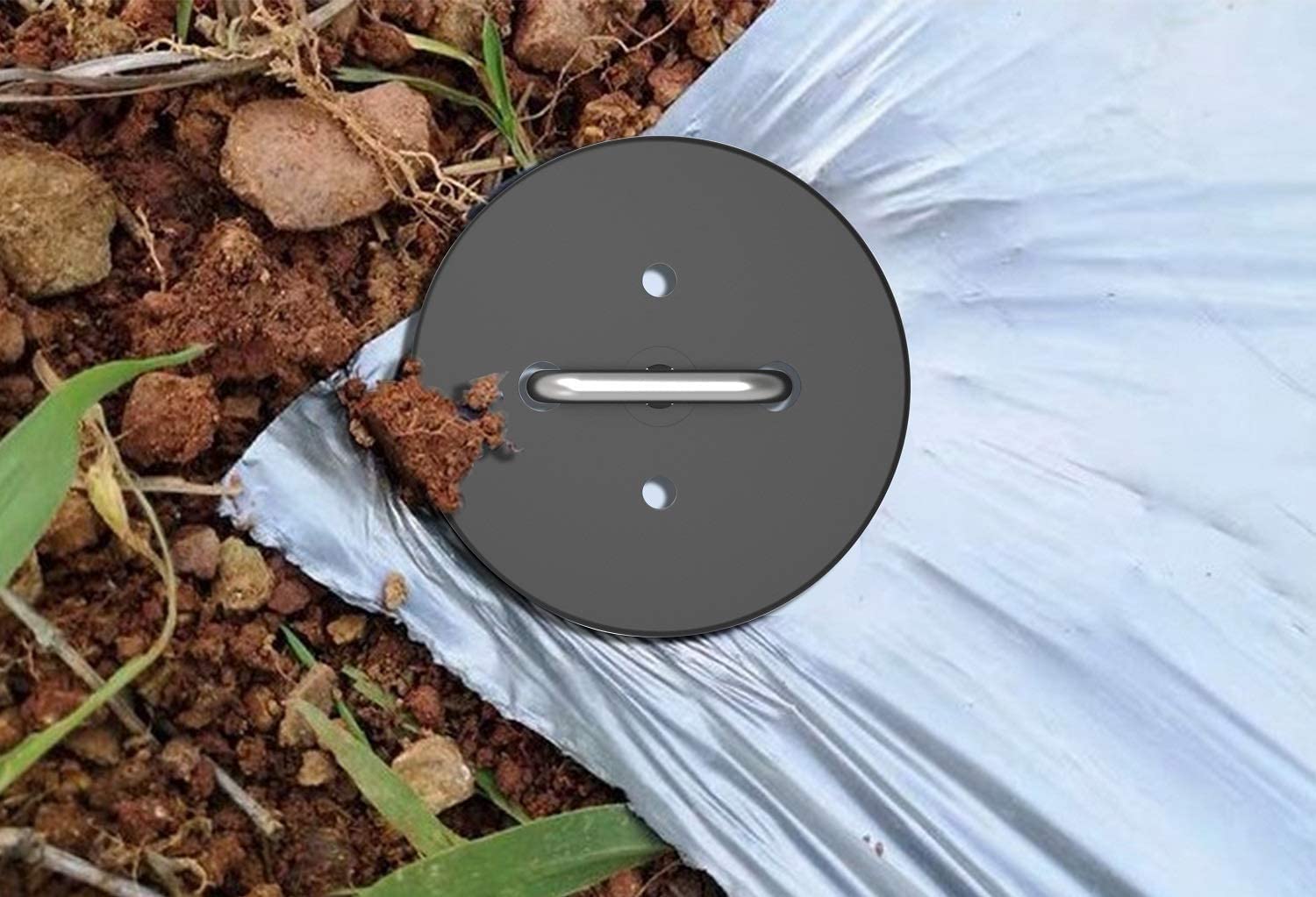 AAGUT Grapas de paisaje de 6 pulgadas con junta, paquete de 200 estacas de barrera de vapor con tapas de arandelas, estacas de metal para jardín, grapas de tela para jardinería, paisajismo, barrera de