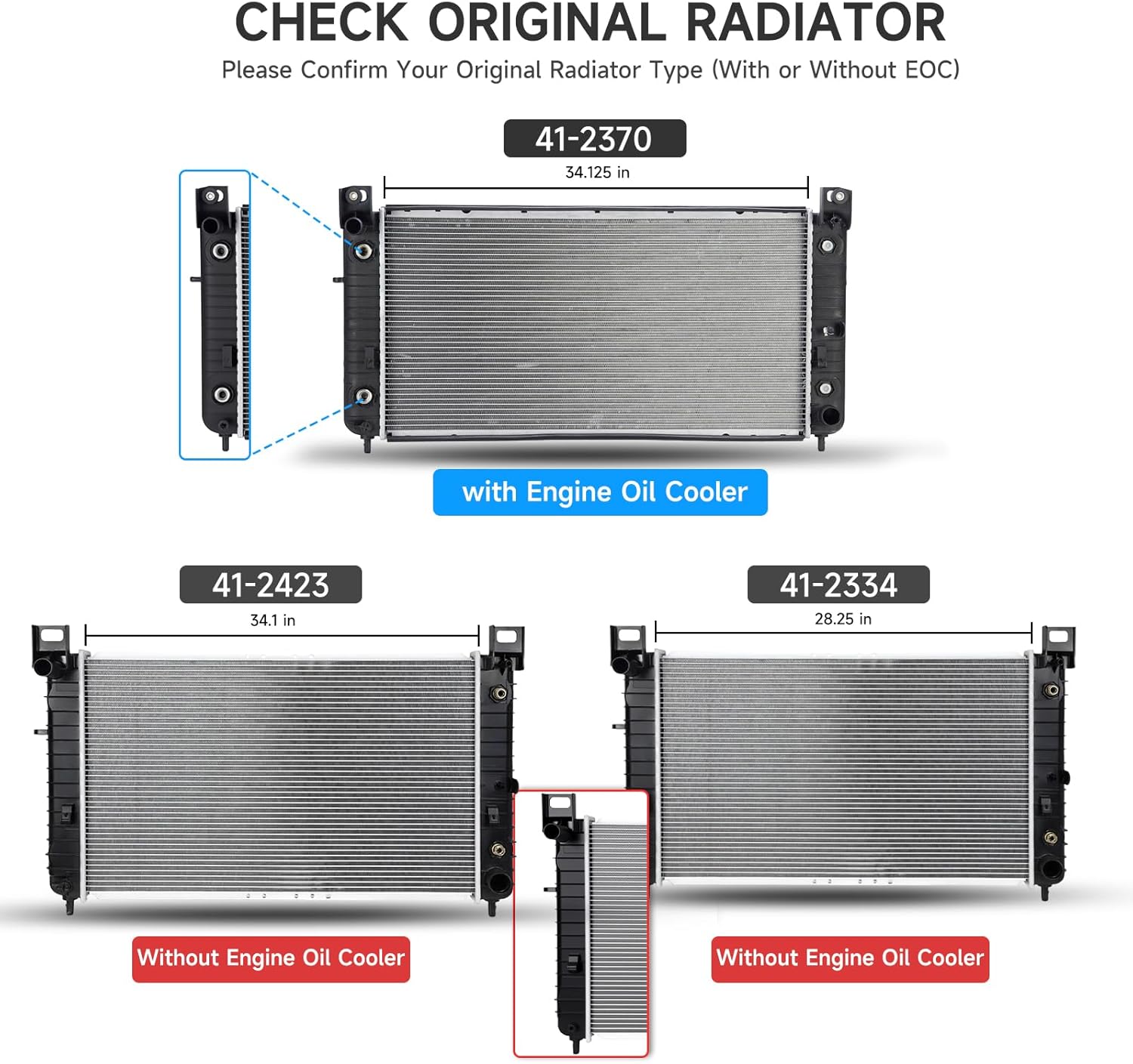 2334 Radiator for Cadillac Escalade Chevy Silverado Tahoe Suburban GMC Sierra Yukon 1999-2014 OEM# 69092,52484047 | Direct OEM Fit Replacement Cooling Radiator, with TOC & w/o EOC