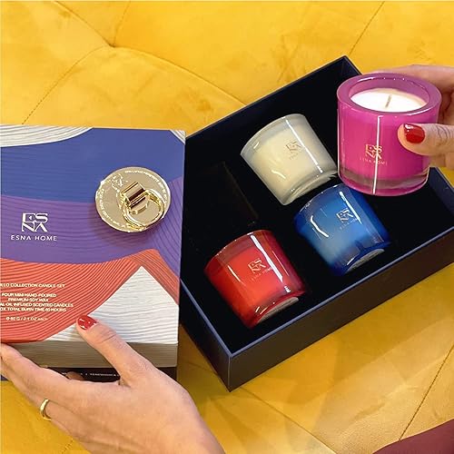 Miniatura 3 de ESNA HOME Juego de regalo de velas perfumadas de aromaterapia de lujo, juego de 5 velas, 4 velas naturales de aceite esencial de lavanda de 2.2