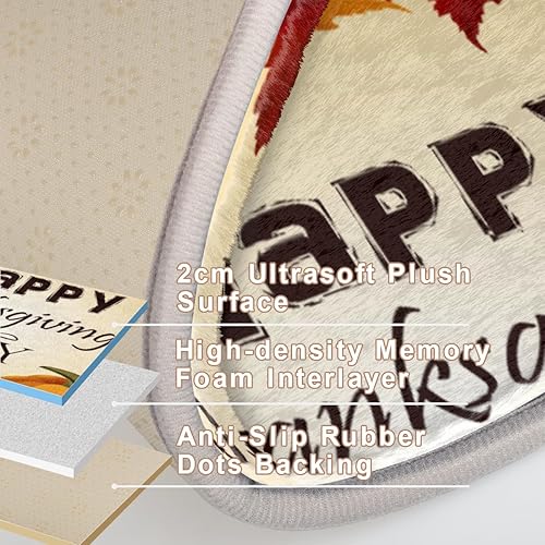 Miniatura 7 de Bountiful Pumpkin Maple Leaf Bathroom Rugs Bath Mat 15.7x23.6 in Extra Soft Shaggy Memory Foam Shower Rug Non Slip Absorbent Throw Rugs Machine