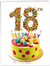Big Day 18 - Fun Milestone 18th Happy Birthday Card with Envelope (Large 8.5 x 11 Inch) - Colorful Frosted Cake, Happy 18th Bday Greeting Card for Girls and Boys - Big Congratulations Card J7060BMBG - coolthings.us