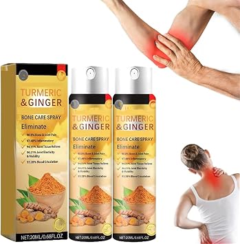 Joint & Bone Therapy Turmeric Ginger Treatment Spray,Turmeric Ginger Bone Therapy Spray,Turmerics Joint Pain Relief Sprays,Arthritis Relief Sprays for Knees,Shoulders,Back,Legs 2 Pcs, 20ml