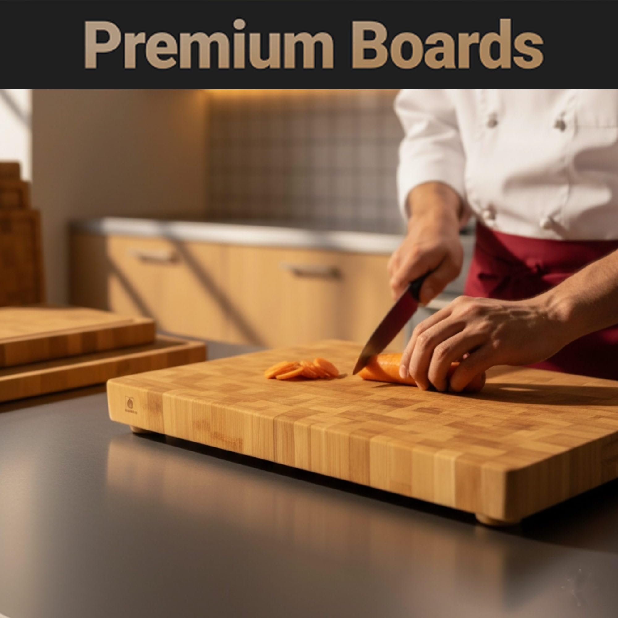 Deluxe Board XL, großes Profi-Schneidebrett aus massivem Bambusholz, 60 x 45 x 5 cm, 8.0 kg