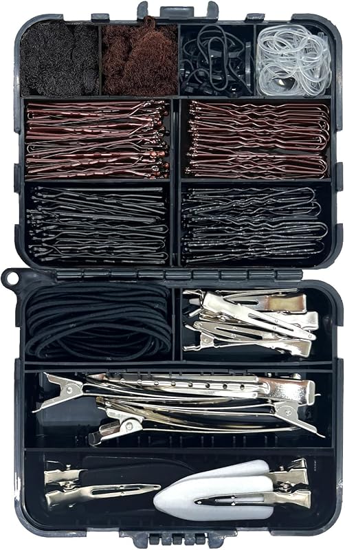 Hair Accessories Kit, 160psc Bobby Pins Hair Pins Hair Net Hair Clips and Hair Ties Hair Bands, Hair Kit for Dances Ballet Competition with Hair Accessories Organizer