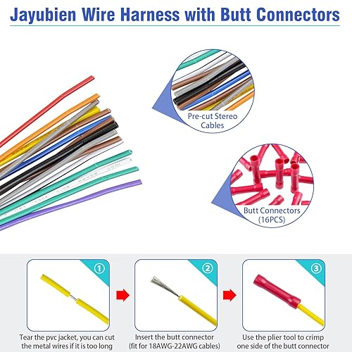 Miniatura 5 de Jayubien Kit de arnés de cableado de radio, adaptador de antena estéreo, conector a tope compatible con Mercedes-Bennz BMW, Audi, Volkswagen, 16