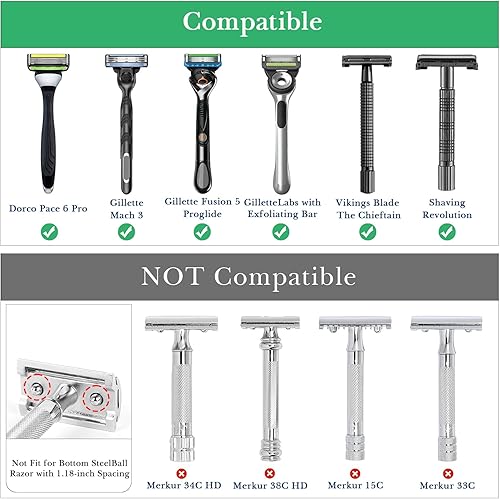 Miniatura 2 de Linkidea Soporte para maquinilla de afeitar de seguridad, soporte para cepillo de afeitar de acero inoxidable, base de soporte de afeitado de lujo