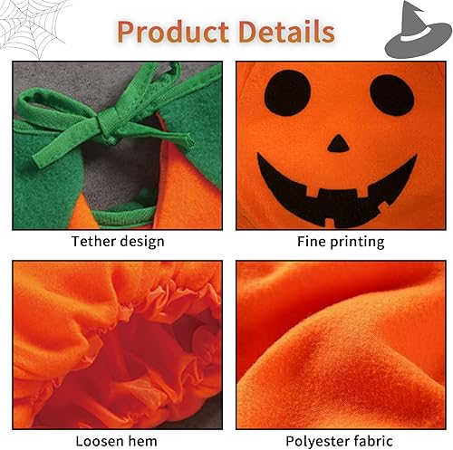 Miniatura 3 de Disfraz de calabaza de Halloween para bebé, niña y niño, lindo disfraz de fiesta de calabaza con sombrero de calabaza