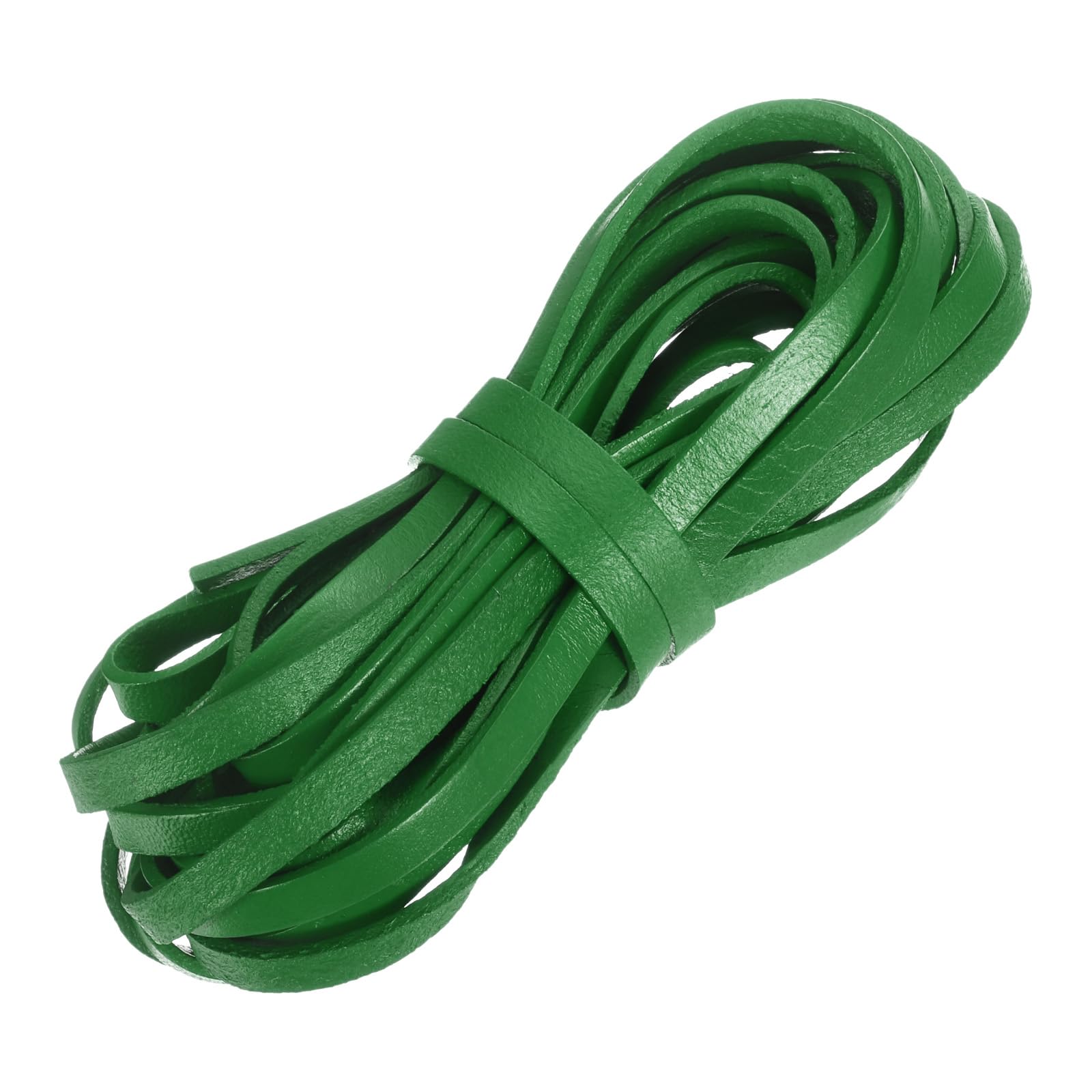 sourcing map Flat Leather Cord, 5.5 Yard 6mm Leather String Strips Lacing for DIY Crafts Making Bracelet Purse Strap, Dark Green โ image 1