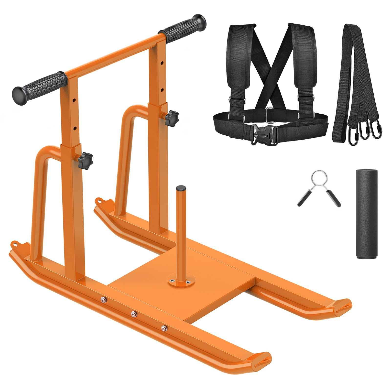 Kipika Weight Sled – Fitness & Strength Training Sled, Speed Training for Athletic Performance, Speed Improvement & Easy Obstacle Clearance, Compatible with 1" & 2" Weight Plates (D – Orange)