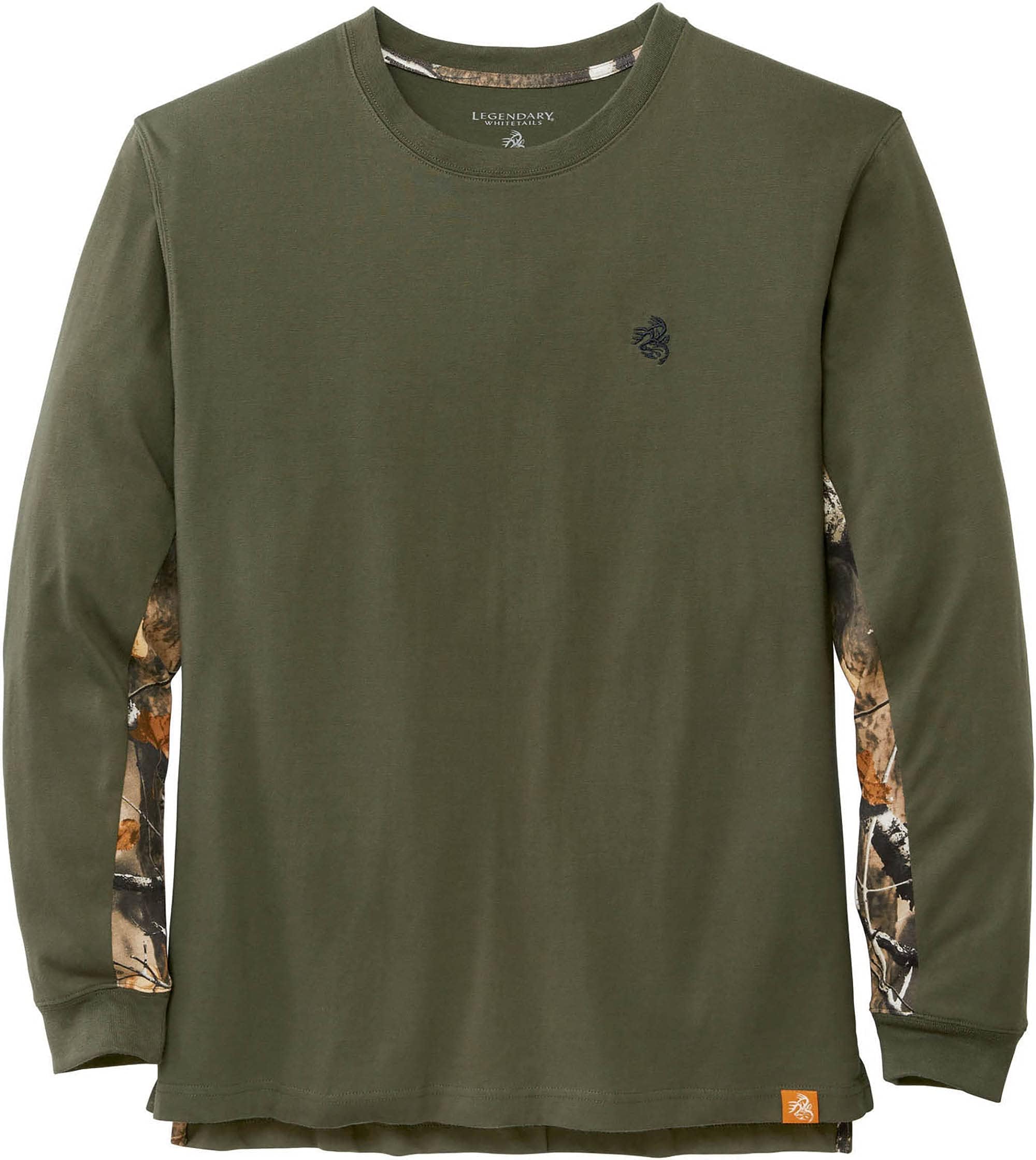 Legendary WhitetailsMen's Backcountry Long Sleeve Camo T-Shirt - Casual Crewneck Pullover Regular Fit Shirt