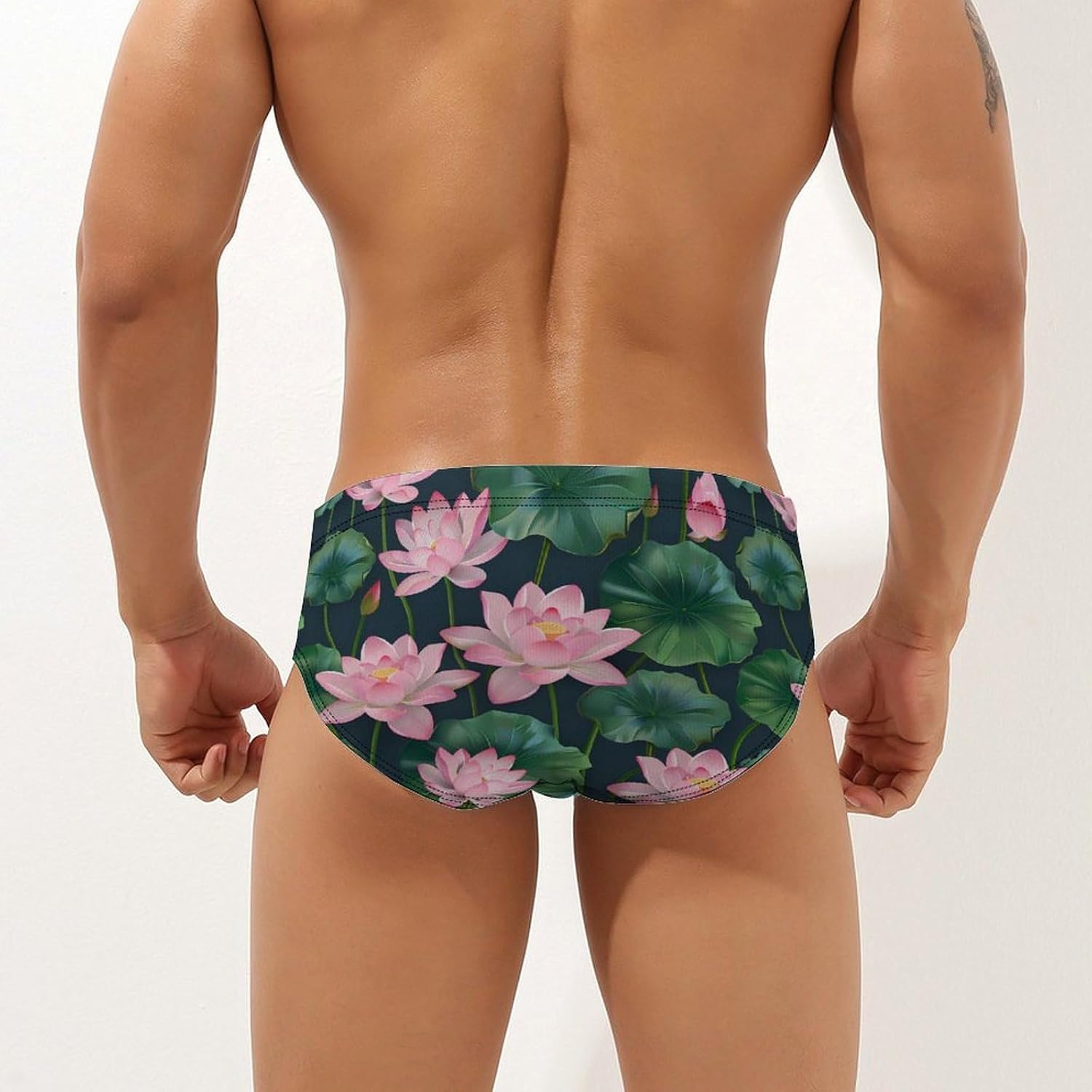 Lotuses Flowers Novelty Men's Brief Swimwear Pants Swimming Trunks Beach Shorts Underwear