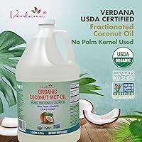 Vista 3 de Aceite de coco MCT orgánico certificado USDA Verdana – Aceite de coco fraccionado – Sin uso de semilla de palma – Kosher, grado alimenticio, sin