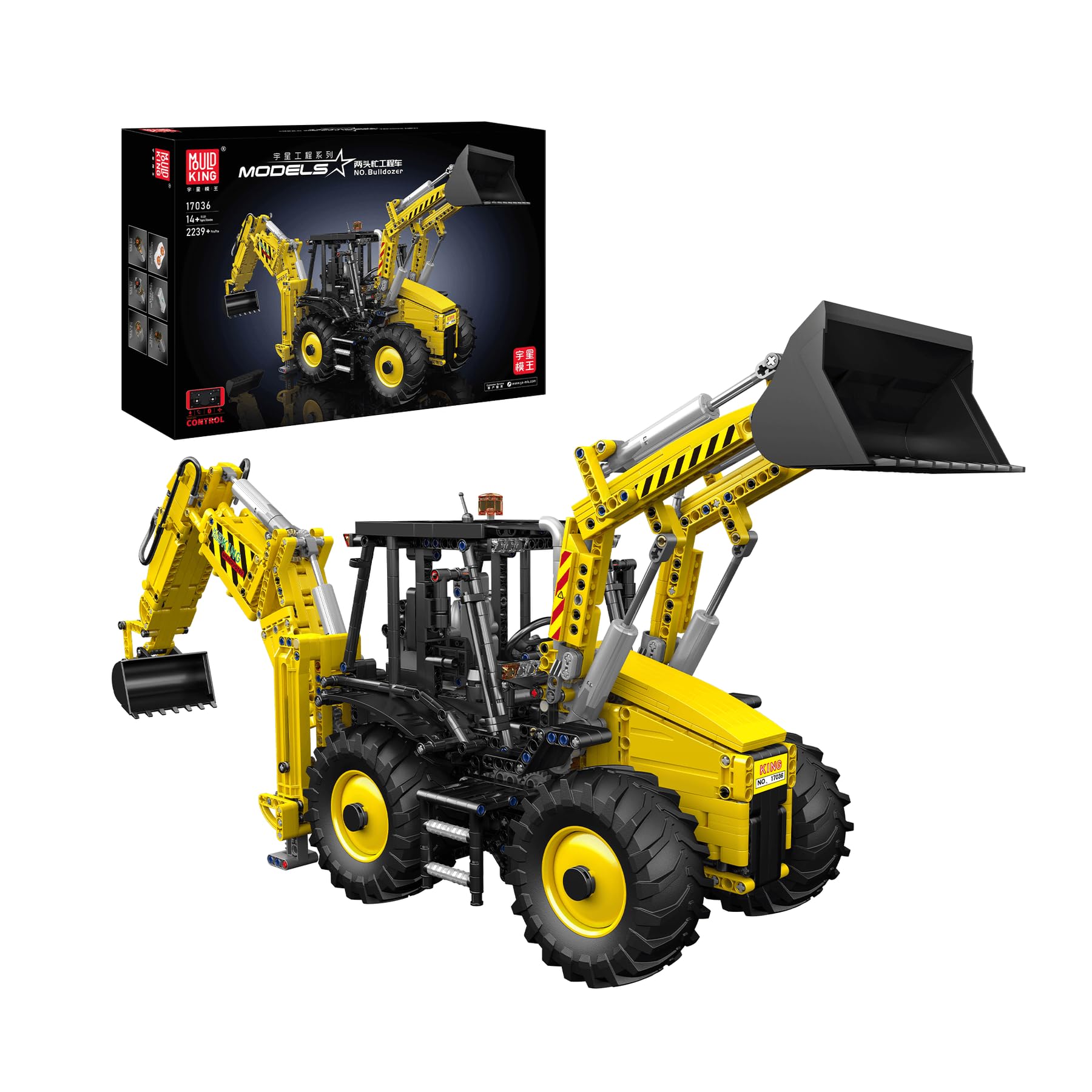 Mould King 17036 Front Loader, Backhoe Digger Remote Control 2239pcs