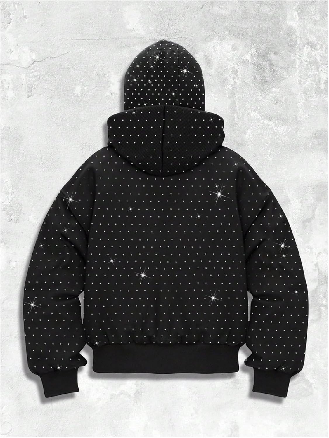 SOLY HUX Men's Rhinestone Zip Up Hoodie Long Sleeve Hooded Sweatshirt Jacket Streetwear with Pockets - Image 2