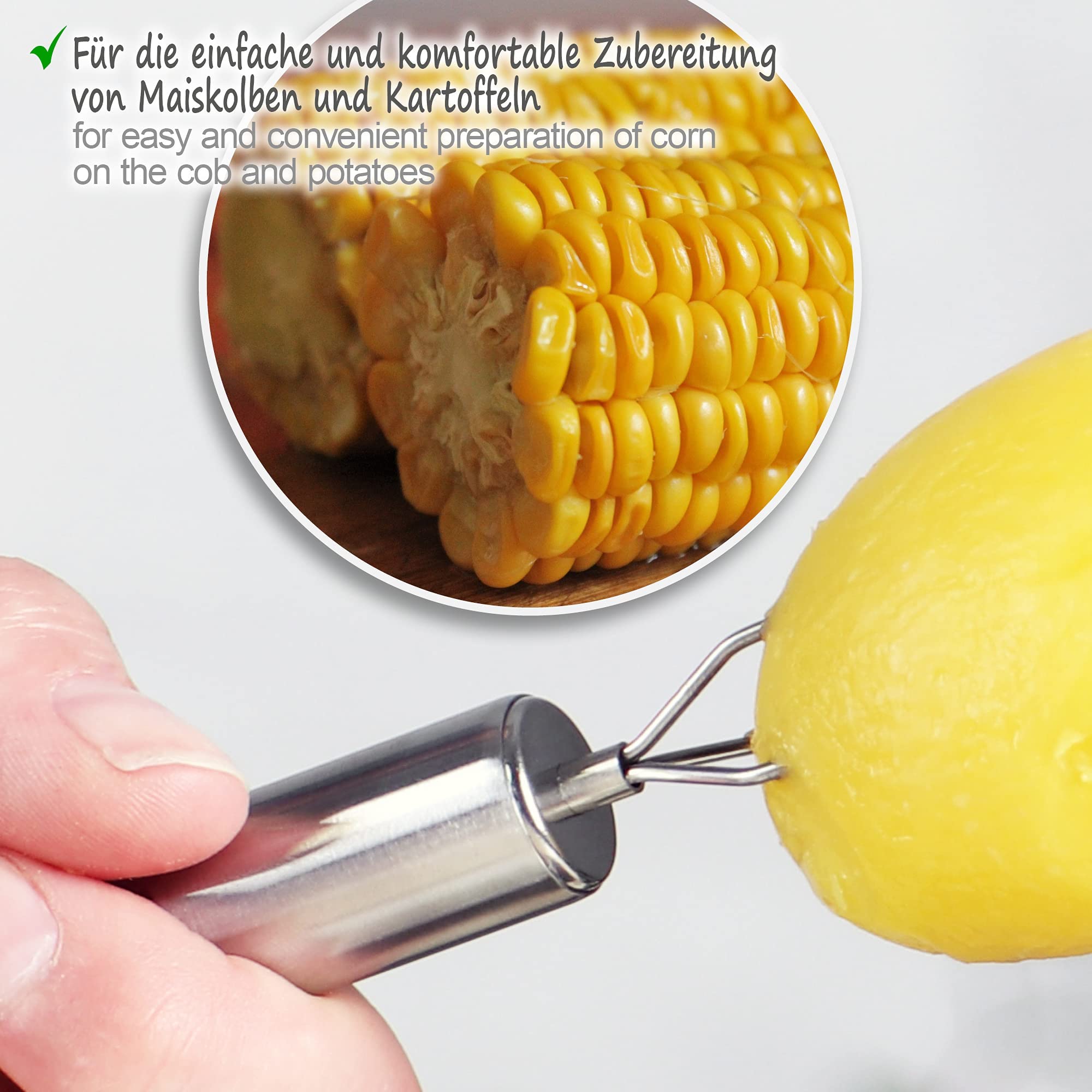 4 Fourchettes à Pommes De Terre 3 Broches En Acier Inoxydable - Brochettes Maïs Réutilisables