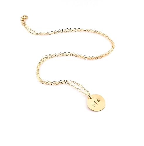 Miniatura 3 de Sis Necklace - Dainty 14k Gold Filled Stamped Sis Disc - Sister Necklace