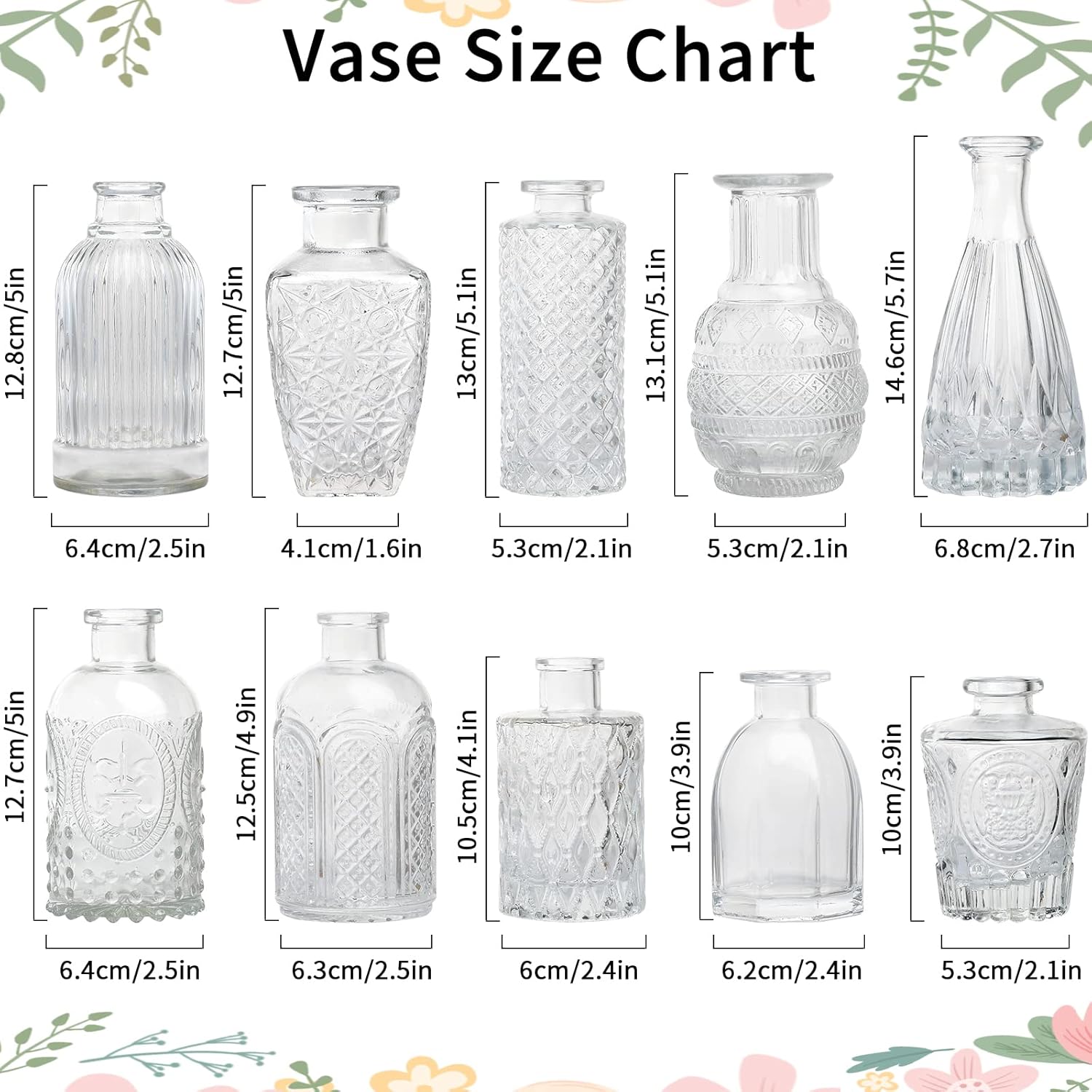 INFTYLE Vintage Flower Vase Set of 24, Clear Glass Bud Vases for Decor, Wedding, Party