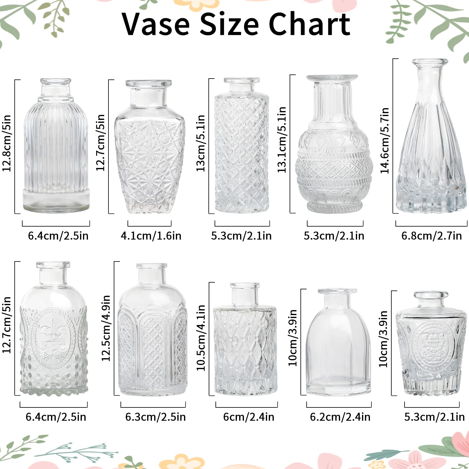 Glasvasen-Set, 24 Stück, kleine Glasvase für Blumen, Knospenvasen in Großpackung, Vintage-Blumenflasche, kleine Glasvase für Blumenarrangements, dekorativer Mittelpunkt, Dekoration für