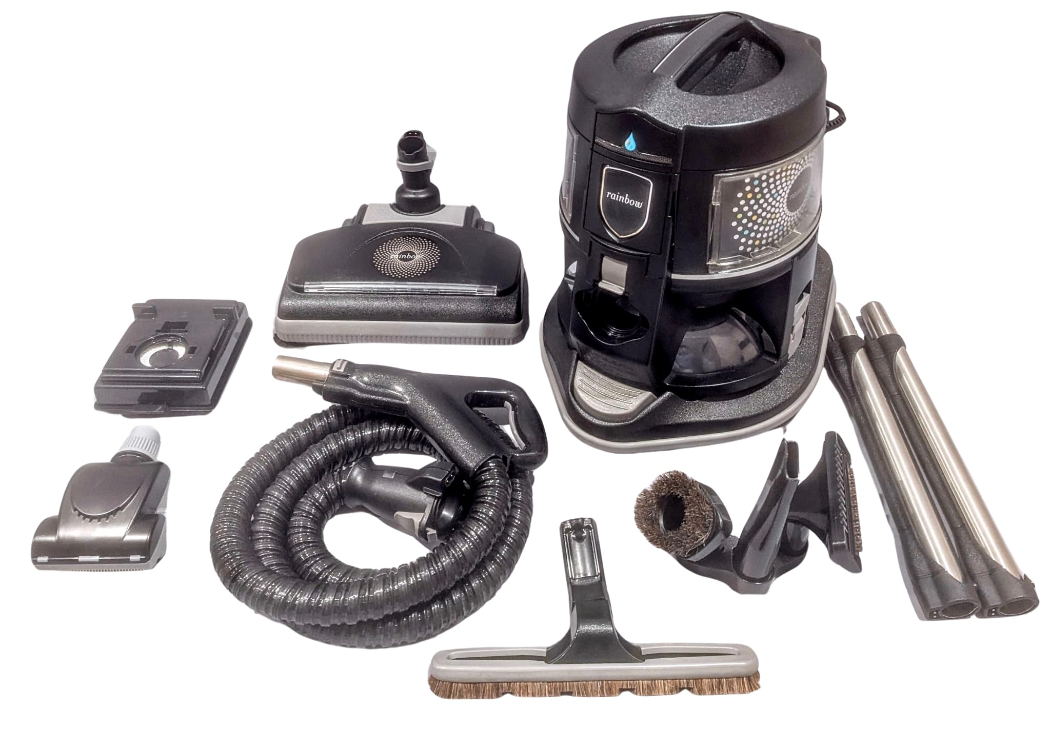 Rainbow Vacuum Cleaner Black with LED Light, Complete Floor Care Package for Carpet, Hard Floors, Pet Hair