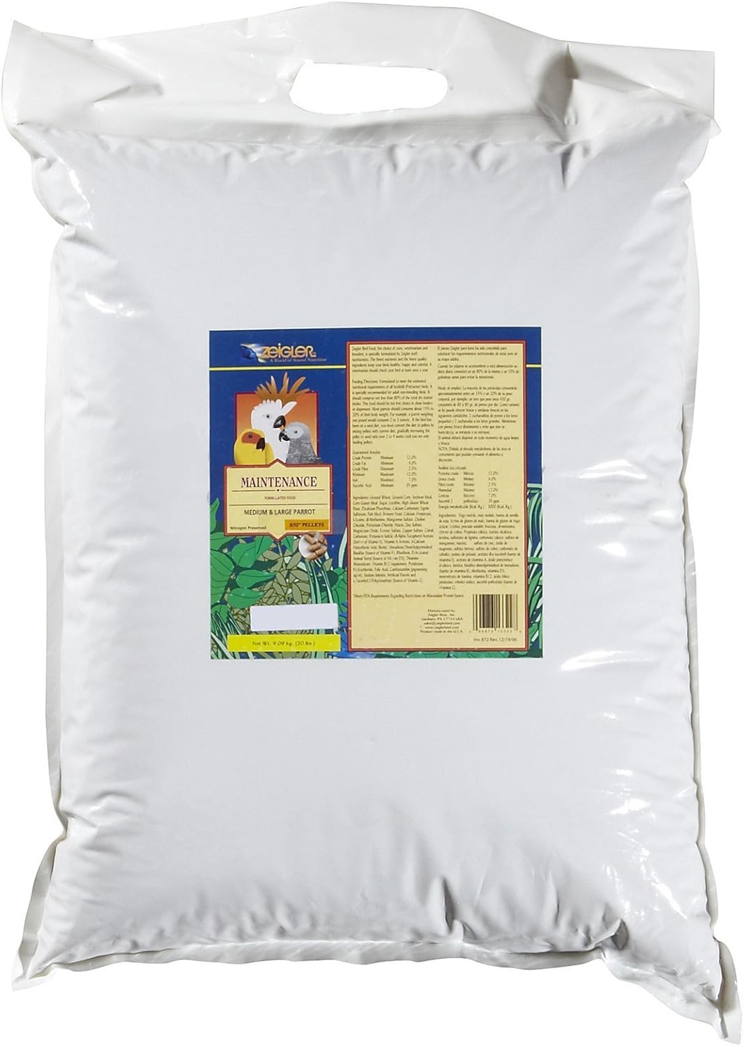 Zeigler Parrot Maintenance - Medium & Large Parrot - 5/32" Pellet - 20 lbs