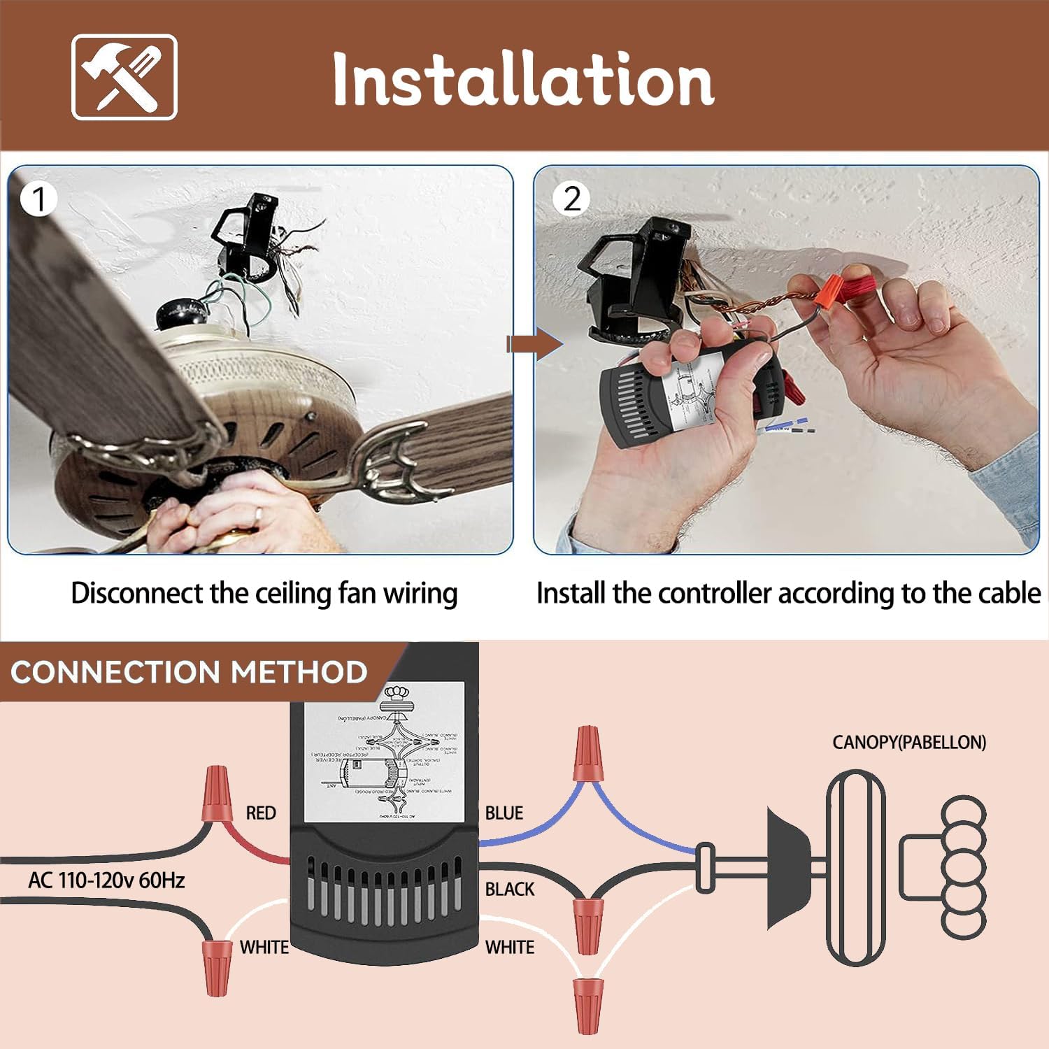 Universal Ceiling Fan Remote Control Kit,Replacement for Harbor Breeze,Hunter,Hampton Bay,Litex,3-Speed,Light Control, with Receiver FAN28R,Replace UC7030T FAN-53T 2AAZPFAN-53T FAN-11T KUJCE9103