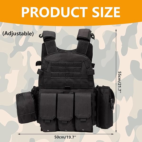Chaleco Airsoft Portador de Placa Molle Multifuncional Chaleco de Paintball Transpirable Ajustable para Entrenamiento de Guardias de Seguridad Campo y Exteriores - 2