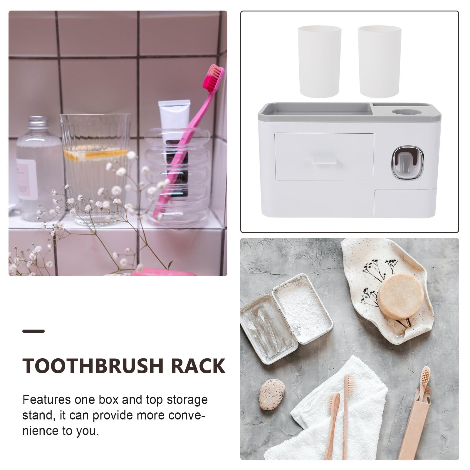 Didiseaon Portacepillos de Dientes de Pared Estante para Guardar Cepillos de Dientes Blanco ABS y PP Soporte Mural Fácil de Instalar y Retirar Baño