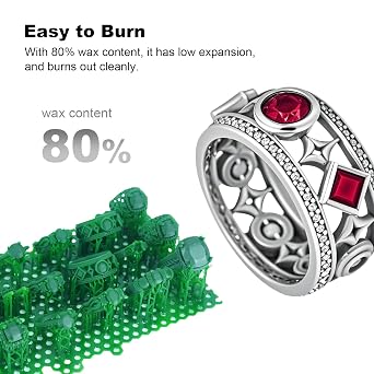 Cast100 3D Printer Resin Castable 405nm UV Curing Resin High Precision Photopolymer Resin Easy to Print and Burn for Making Jewelry (Green, 1kg)