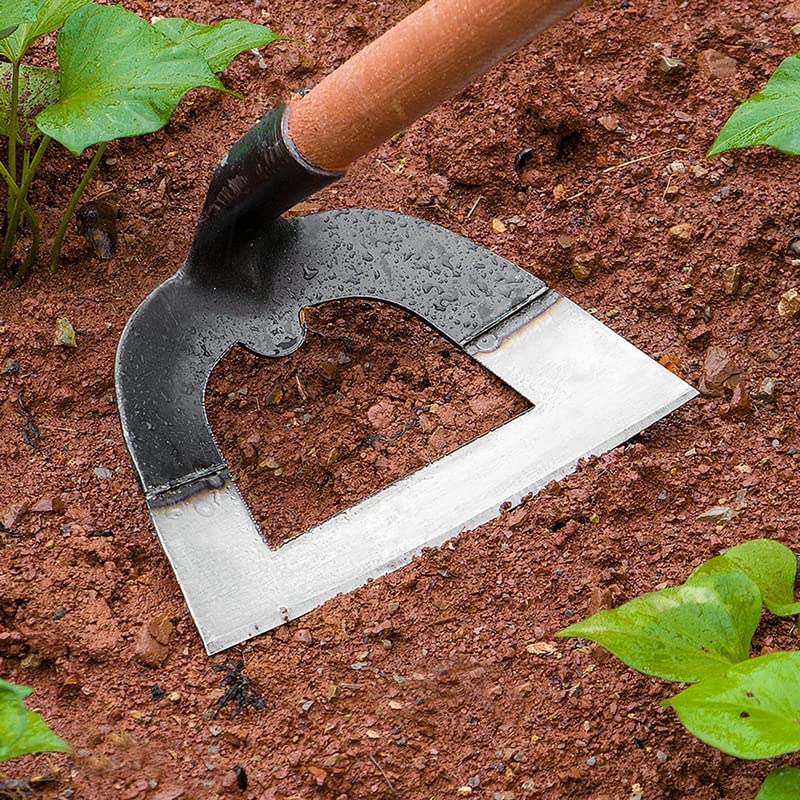 Azada hueca de mano para agricultura, azada de deshierbe de acero al manganeso, azada para plantar verduras, jardinería, aflojamiento del suelo, herramientas de deshierbe (XS:14X8.5X5CM)