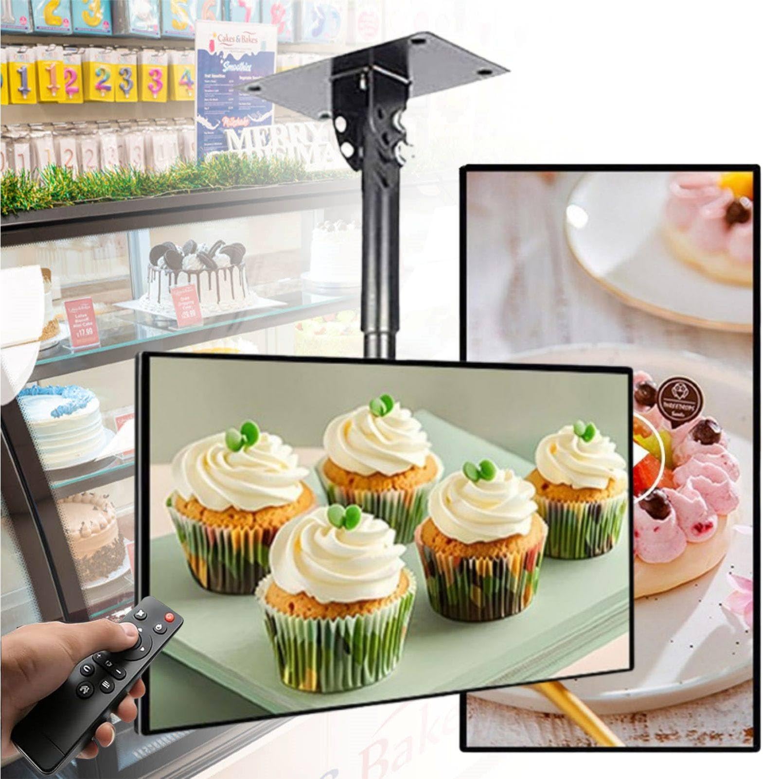 Digitales Werbedisplay, wandmontierter Werbebildschirm in 4K UHD mit 8 GB RAM, 128 GB Speicher, für den gewerblichen 24/7-Betrieb geeignet, Kühlkonzept aus Metall 27in
