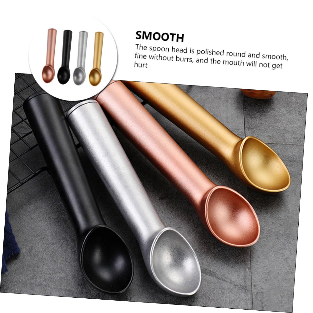 VALICLUD 4pièces Cuillère à Glace Multifonctionnelle Aluminium Cuillère à Fruits Et Pastèque Pratique Pour Cuisine Pâtisserie