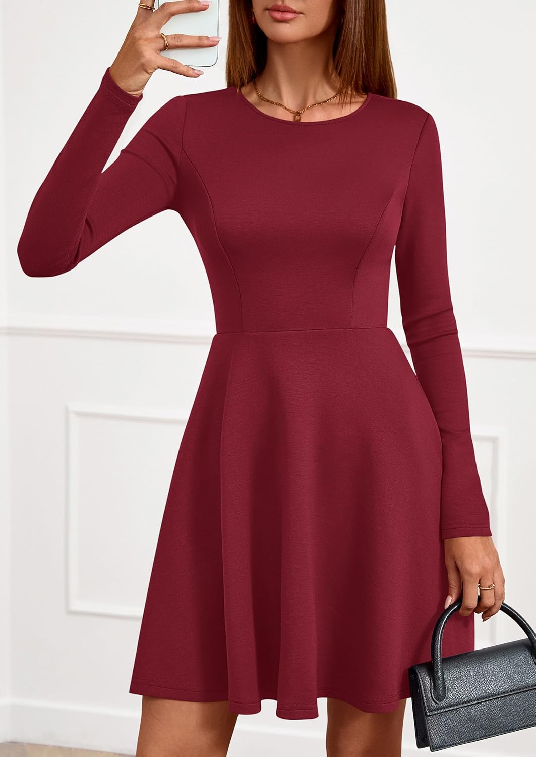 PRETTYGARDEN Womens Long Sleeve Cocktail Mini Dress 2026 Fall Crew Neck A Line Homecoming Party Short Dresses Elegant Classy - Image 5