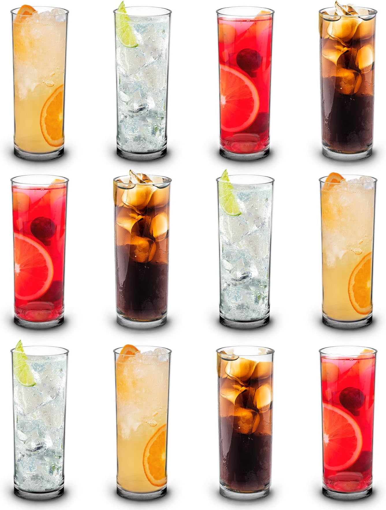 RBDRINKS RB Highball Glasses Premium Plastic Unbreakable Reusable 11oz, Set of 12