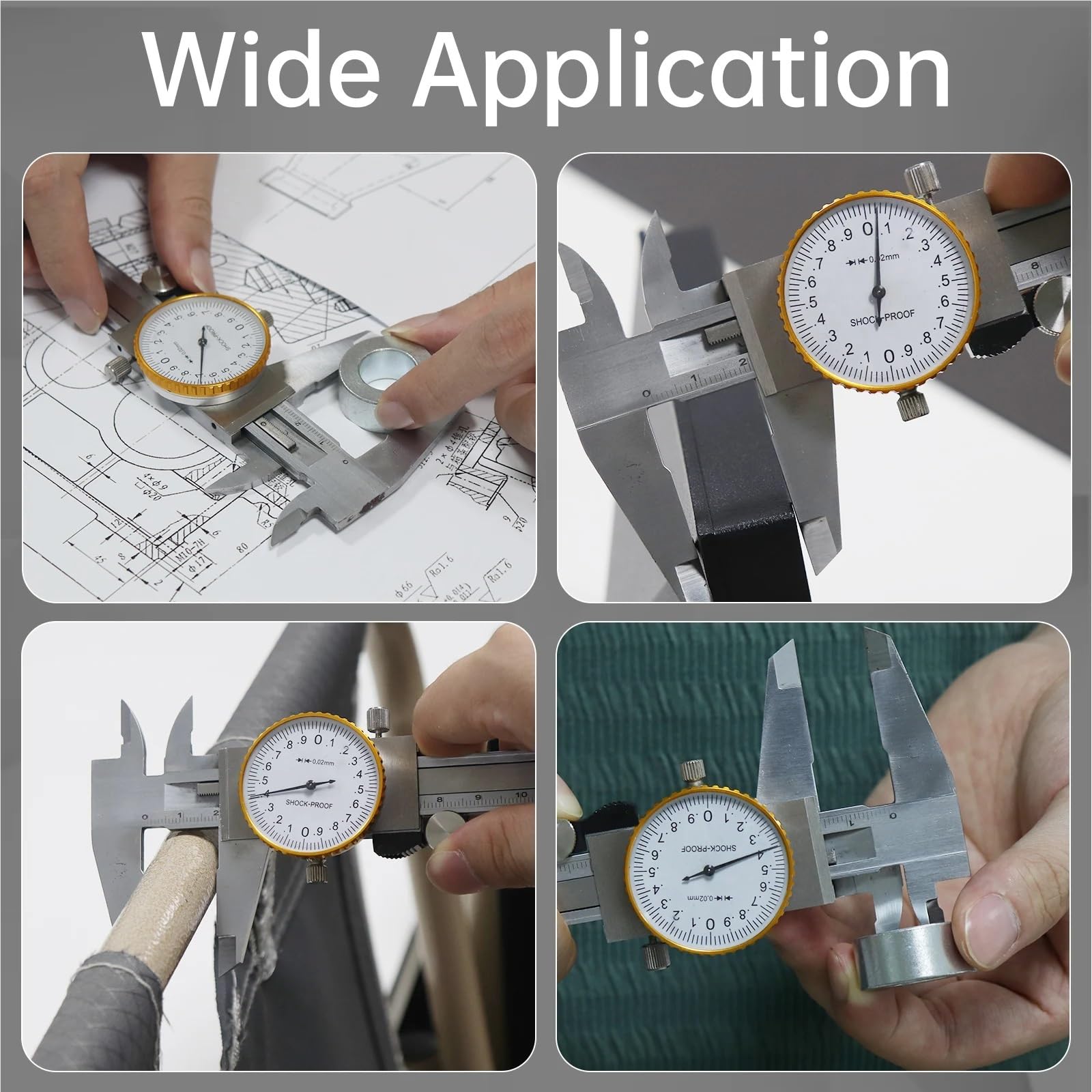 Calibradores Vernier de 0-150mm, Escala métrica Acero al Carbono, calibrador Dial a Prueba Golpes, Regla, Kit Herramientas medición Profundidad con Funda Guantes