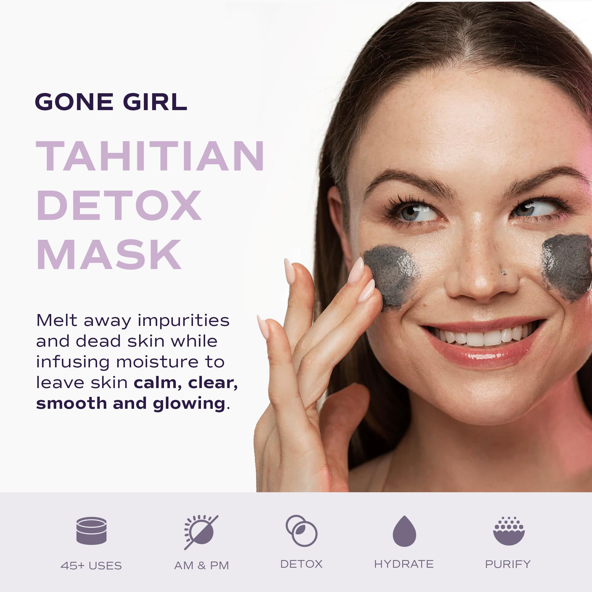 Gone Girl Tahitian Detox Mask 1.7 oz - Anti-Aging Facial Masks - Black Head Remover - Removes Impurities - Cleanses Pores - for Oily Skin product thumbnail 3