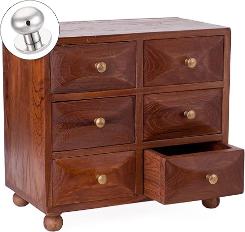 Miniatura 9 de METALLIXITY Mini tiradores de cajón (0.39 pulgadas), 10 unidades, aleación de zinc, pomos de cabeza redonda con tornillos, para manija de cajón de