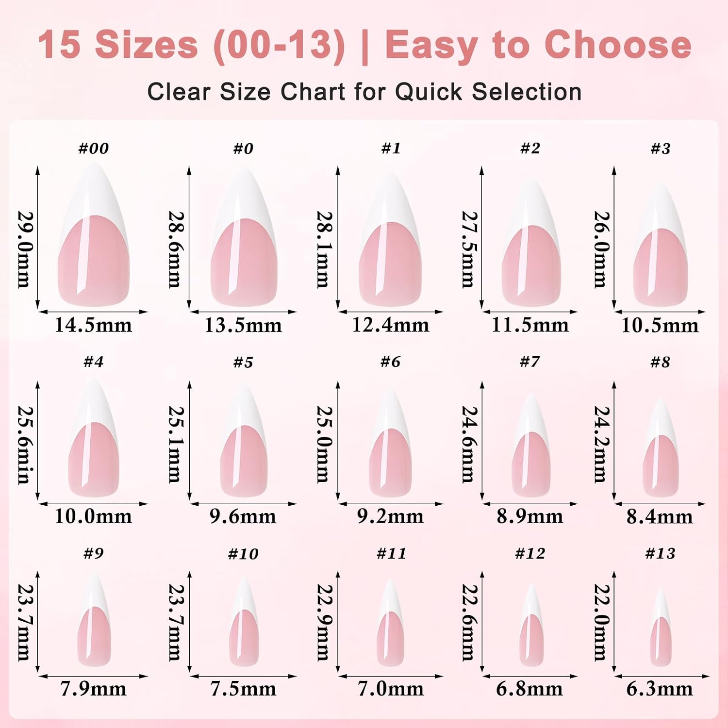 AddFavor White French Tip Press on Nails Long Stiletto Fake Nails - 150pcs Berry Pink Nails Press ons Acrylic Nails for Women with Adhesive Tabs, 15 Sizes