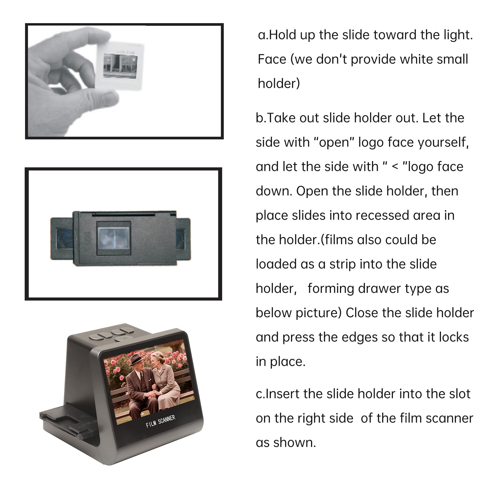 Diyeeni Filmscanner für 35-mm-126-110-Super-8-Dias, Restaurierung Alter Fotos, Digitalisierung mit 5-Zoll-LCD, 16 GB Speicher für PC, MacOS, TV