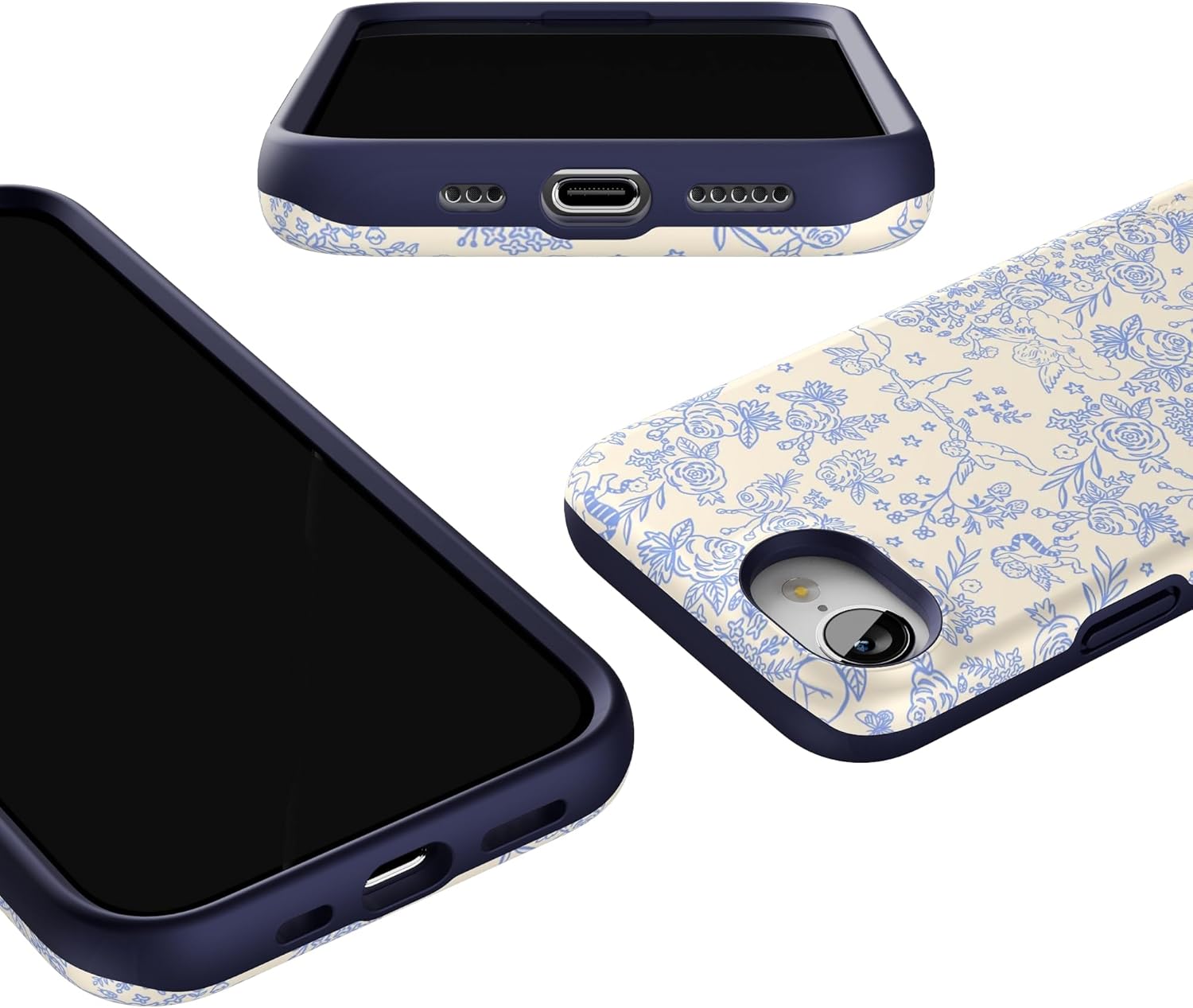 Casely iPhone 16e Case | Cupid's Canvas | Periwinkle Floral | Bold Protective Design | Compatible with MagSafe