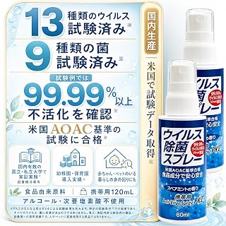 【食品由来原料】除菌スプレー 携帯用 アルコール・次亜塩素酸不使用 スペアミントの香り 120mL ミリオンパワー PK2 60ml × 2本 | 食品由来原料を使用した物用除菌スプレー,アルコールと次亜塩素酸を不使用,おもちゃやドアノブなど身の回り品に使用可能,赤ちゃんやペットが触れる身の回り品の清掃に,120mLの携帯ボトル,さわやかなスペアミントの香り,日本国内工場で生産