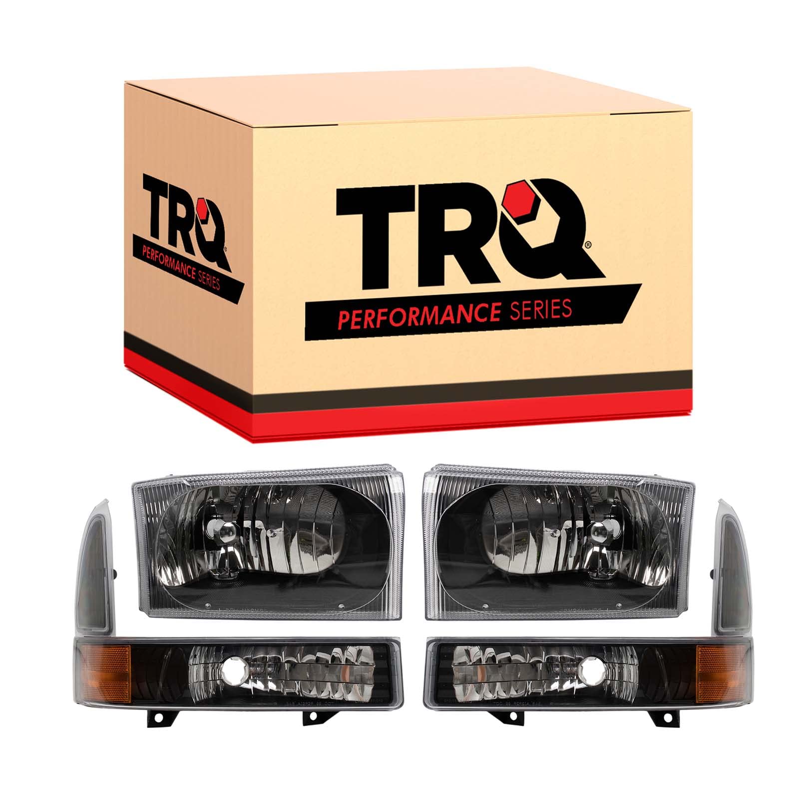 Photo 1 of TRQ Performance Headlight w/Corner Light Pair Set RH Right Passenger LH Left Driver Compatible with 2000-2004 Excursion 1999-2004 F250 Super Duty Truck F350 Super Duty Truck 1999-2003 Ford F450 F550 Clear