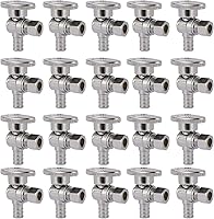 Vista 13 de Válvula de parada angular, válvula de cierre de ángulo de compresión de 1/2 pulgada Pex X 3/8 pulgadas OD con encendido/apagado de 1/4