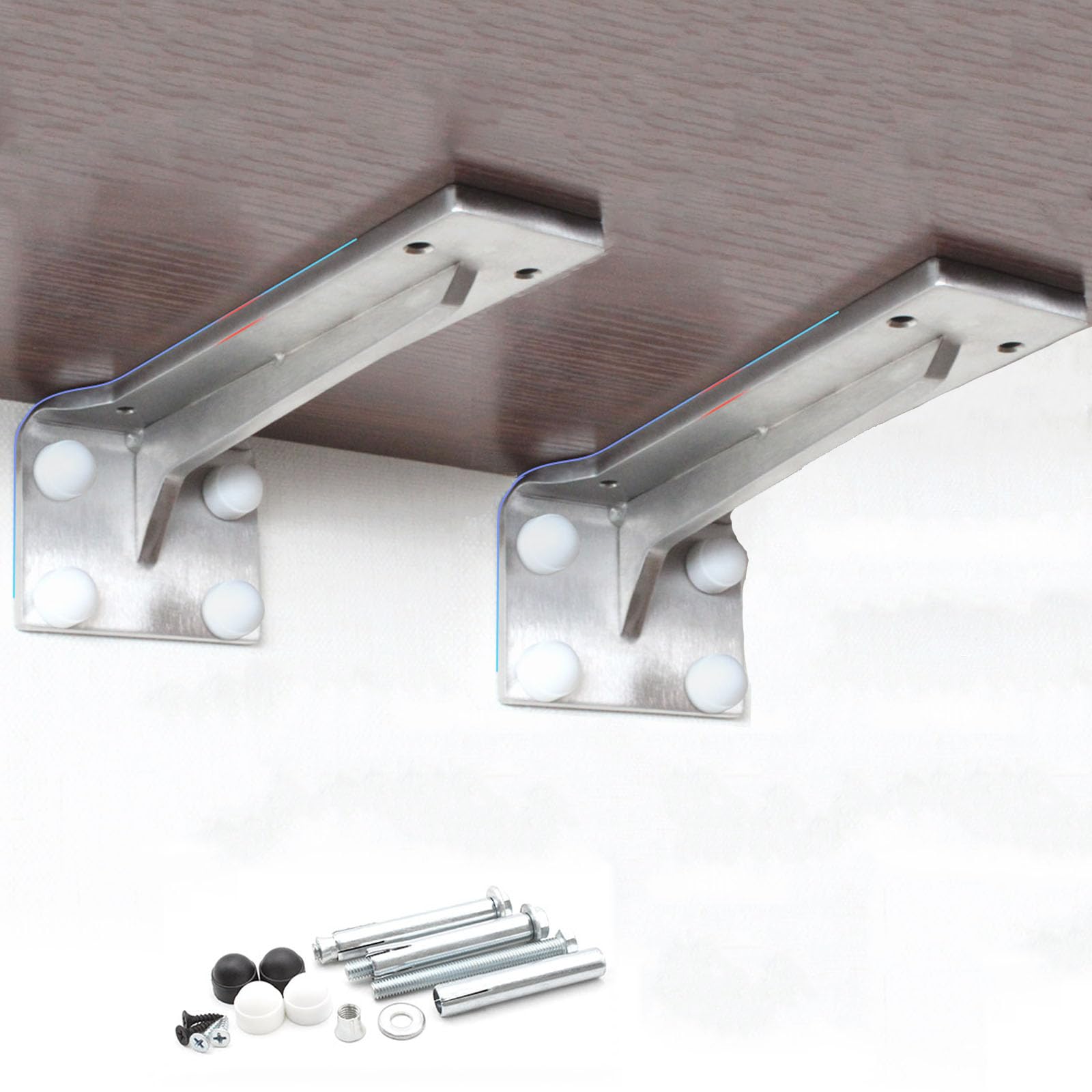 2X Staffe per Mensole da Parete in Metallo, Staffe per Mensole Pieghevoli in Acciaio Inossidabile, Supporti per Mensole Triangolari Resistenti, Staffa per Mensole con Rinforzo Angolare a 90 G
