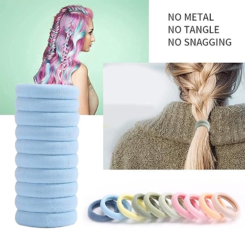 Miniatura 5 de 100 PCS Accesorios Elásticos para el Cabello - Bandas de Cabello de Algodón Sin Costuras, Sujetadores Suaves de Cola de Caballo para Cabello