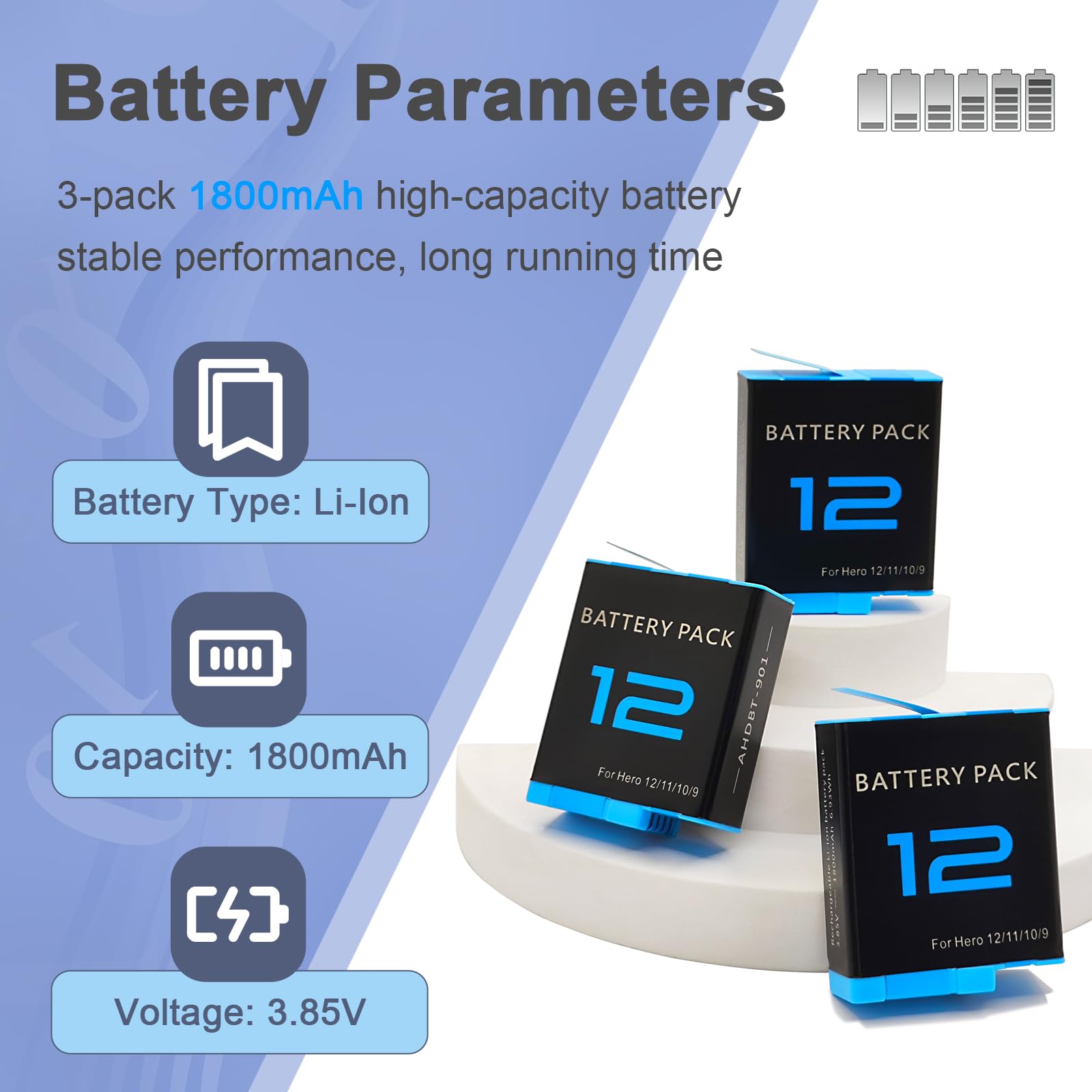 Amazon.com: 3 Pack Battery Enduro and Charger for GoPro Hero 9 10