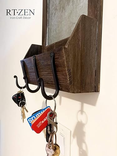 Miniatura 9 de RTZEN Gancho en J para montaje en pared, ganchos decorativos de pared de hierro forjado para colgar, ganchos negros clásicos hechos a mano para