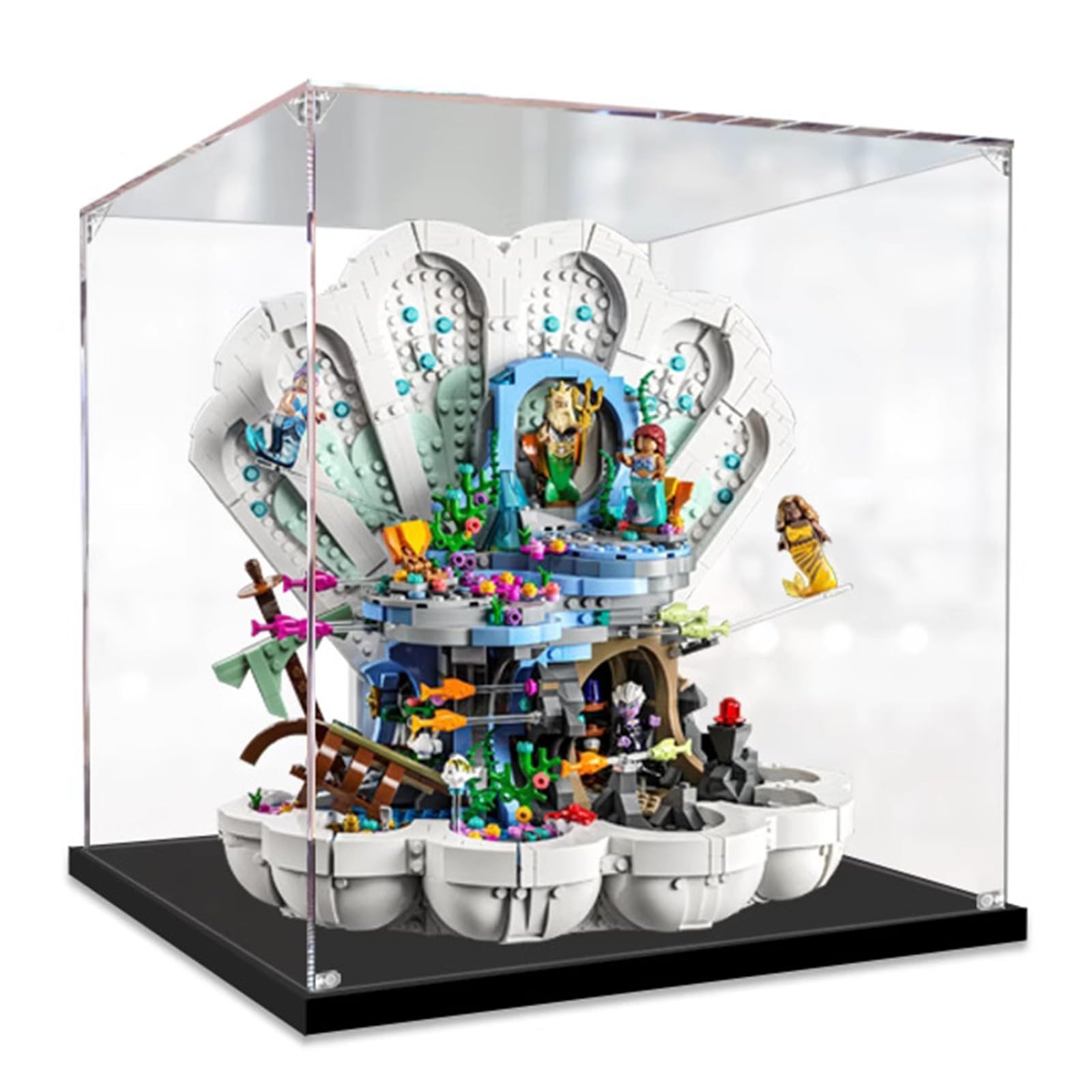 Acrylic Display Case for 43225 Little Mermaid Royal Clamshell,Dustproof Transparent Acrylic Display Box for 43225 Building Blocks Model 2MM