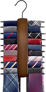Mkono Wooden Tie Rack Retro Tie Belt Storage Hanger Organizer for Men Closet Space