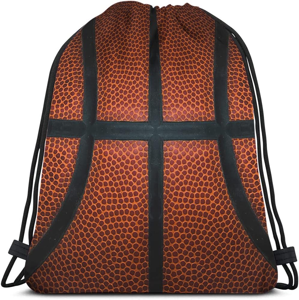 - Basketball Drawstring Bags Backpack Bag Game Leather Texture Spot Sport Red Black Color Team Popular Art Cool Ball Sport Gym Sack for Men Women