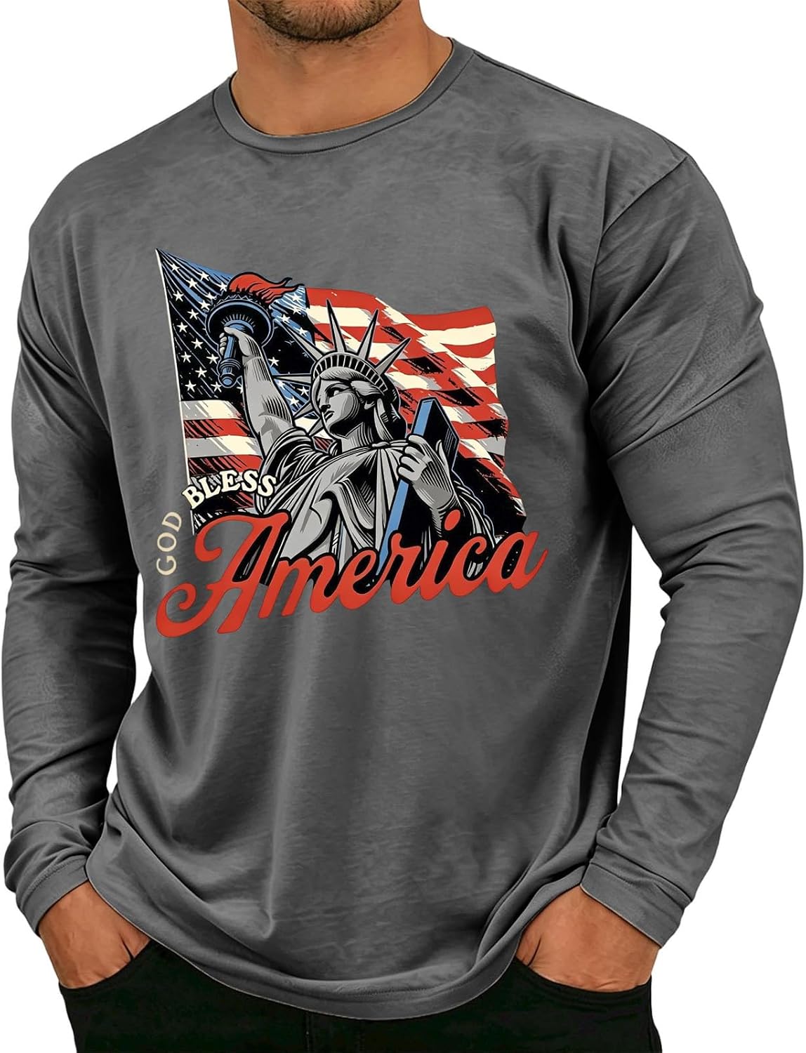 Ymosrh Men's 250th Anniversary Tshirts Long Sleeve American Flag 250 Years USA Patriot Tshirts, S-3XL